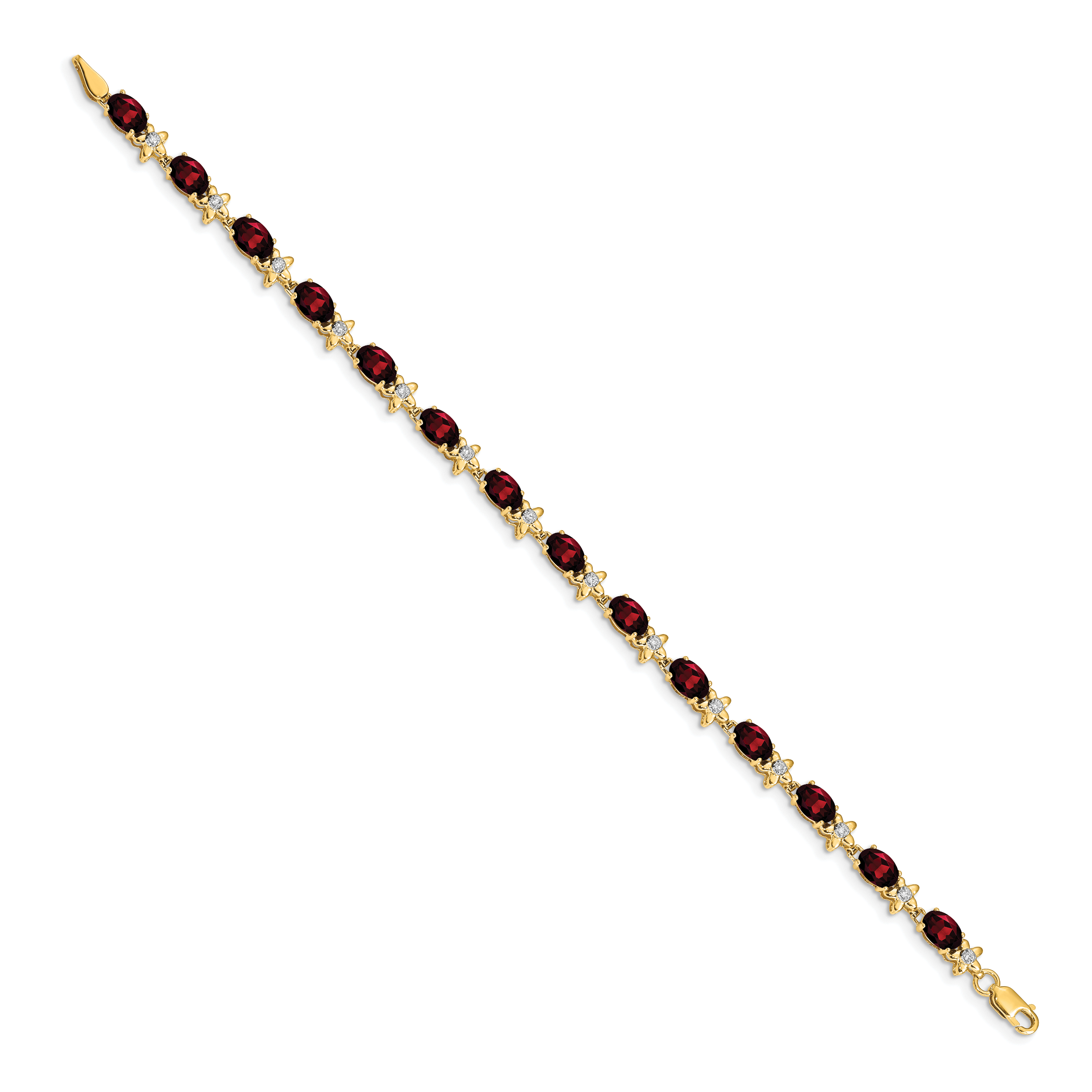 14k Floral Diamond and Garnet Bracelet Secondary image