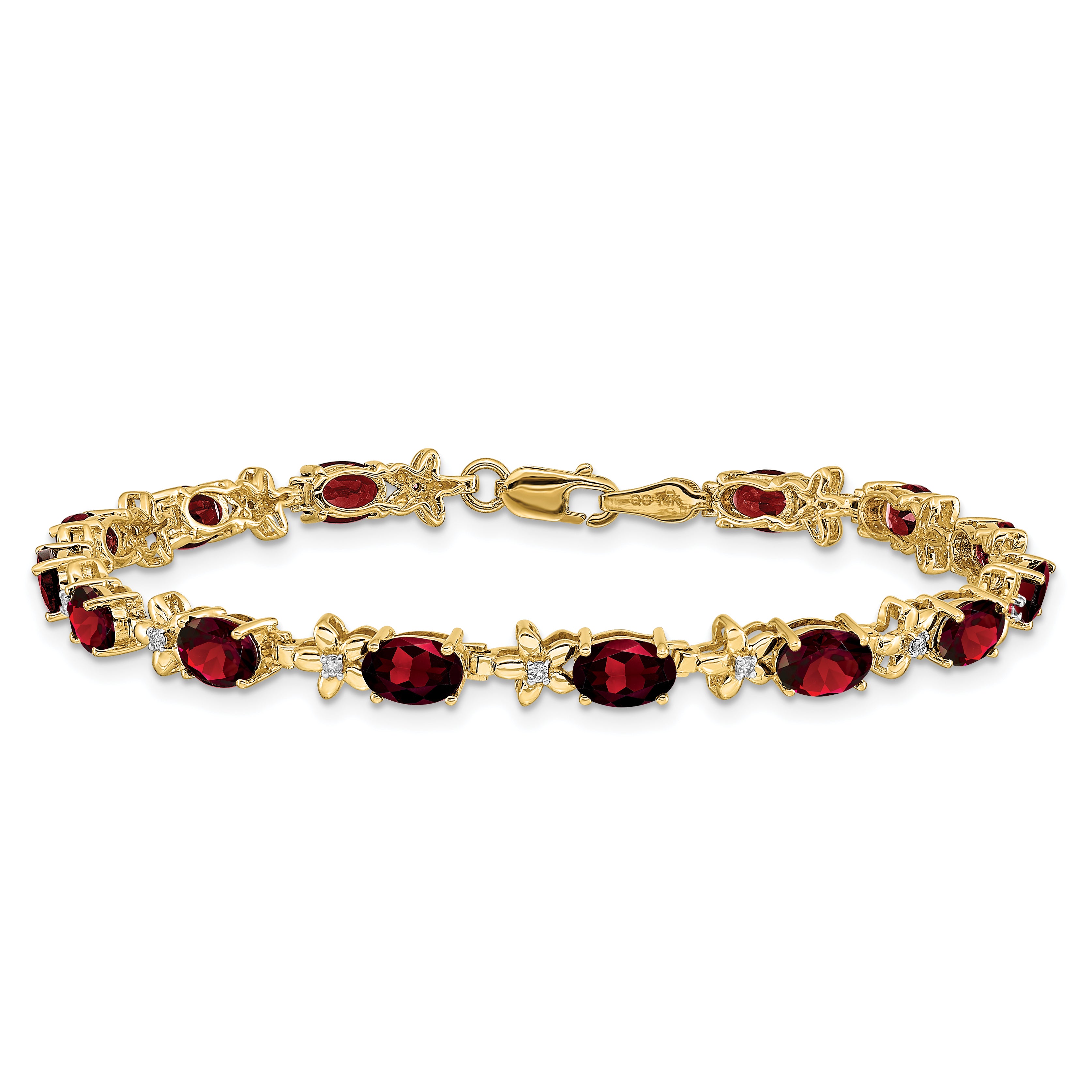 14k Floral Diamond and Garnet Bracelet