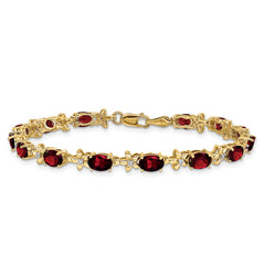 14k Floral Diamond and Garnet Bracelet