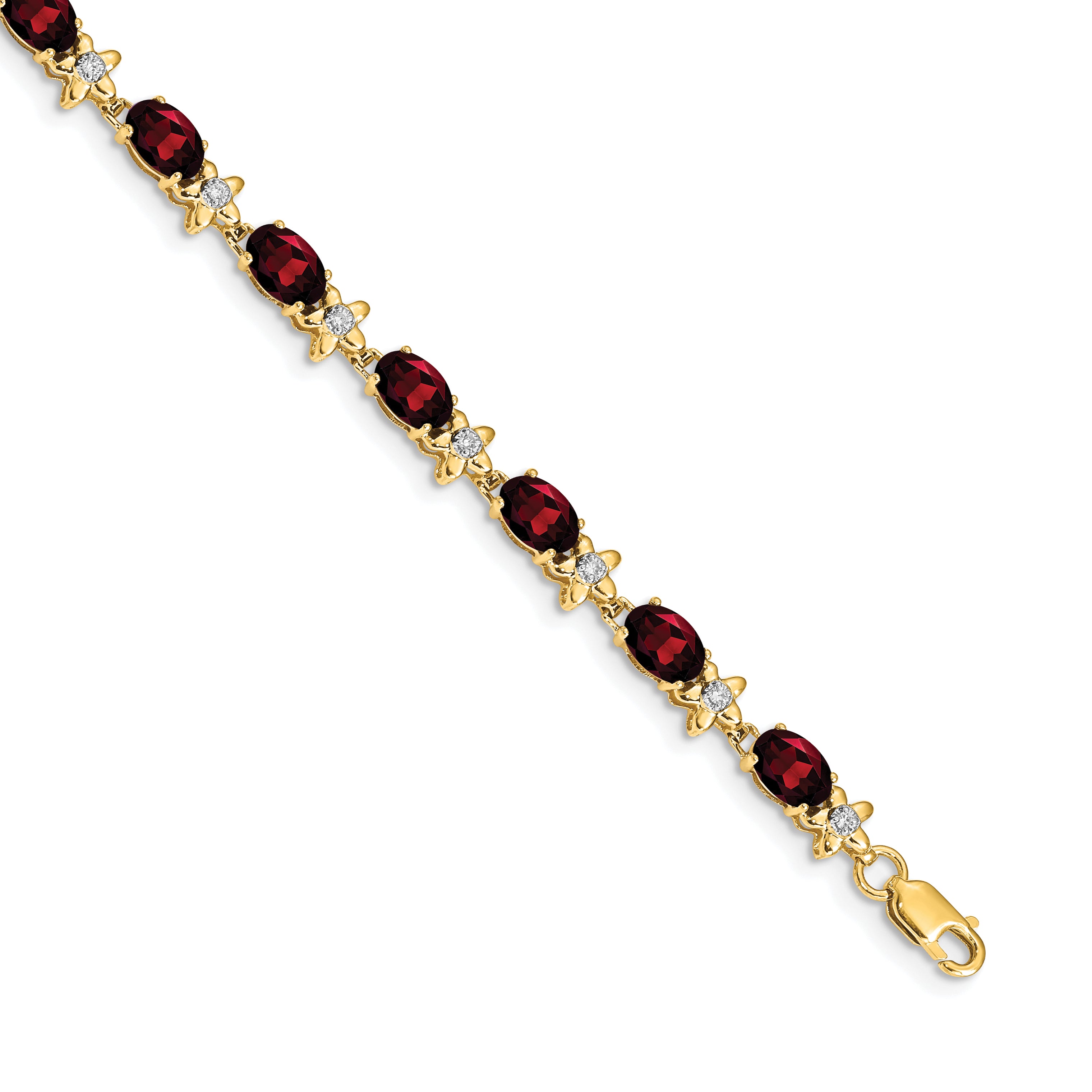 14k Floral Diamond and Garnet Bracelet Main image