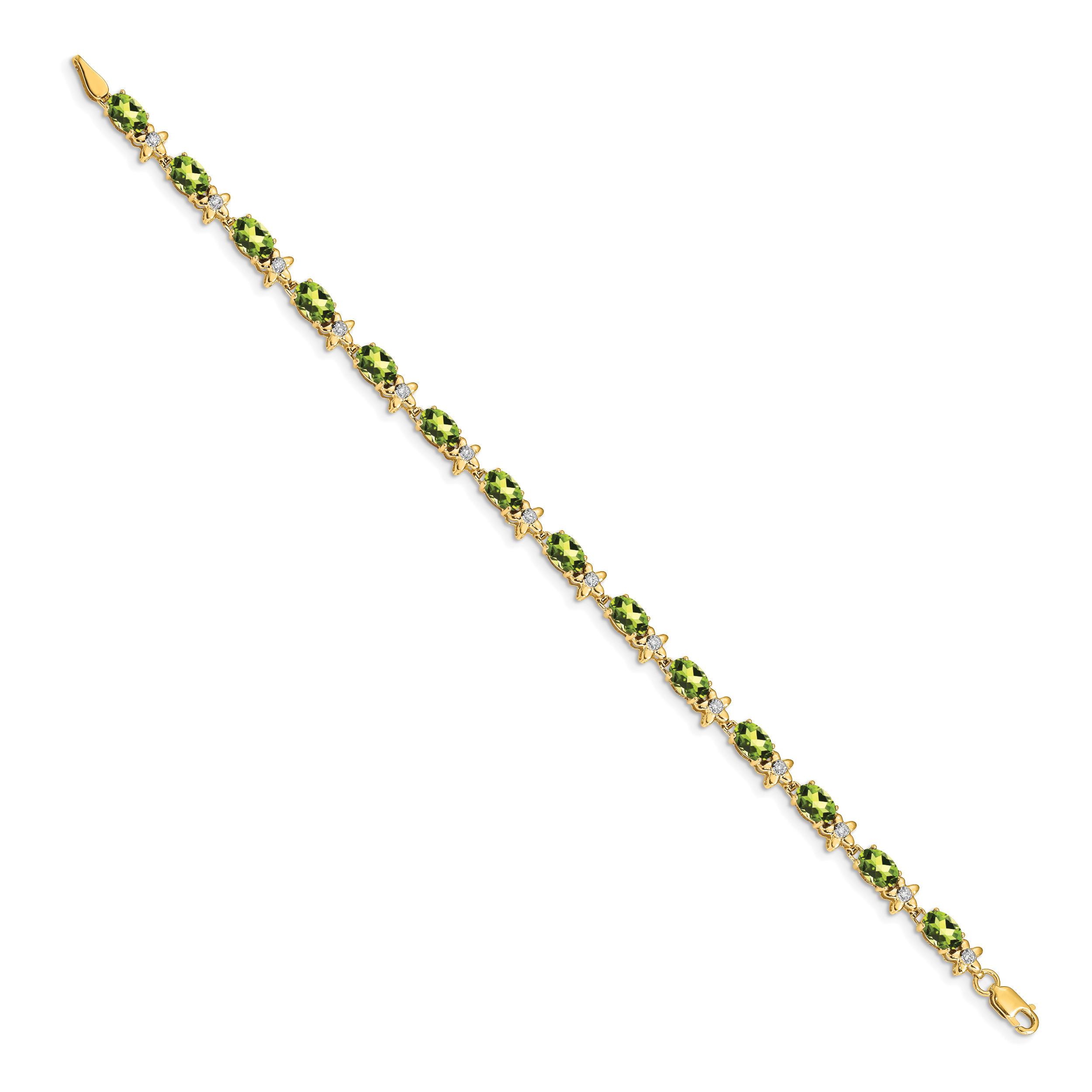 14k Floral Diamond and Peridot Bracelet Secondary image