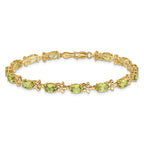 14k Floral Diamond and Peridot Bracelet