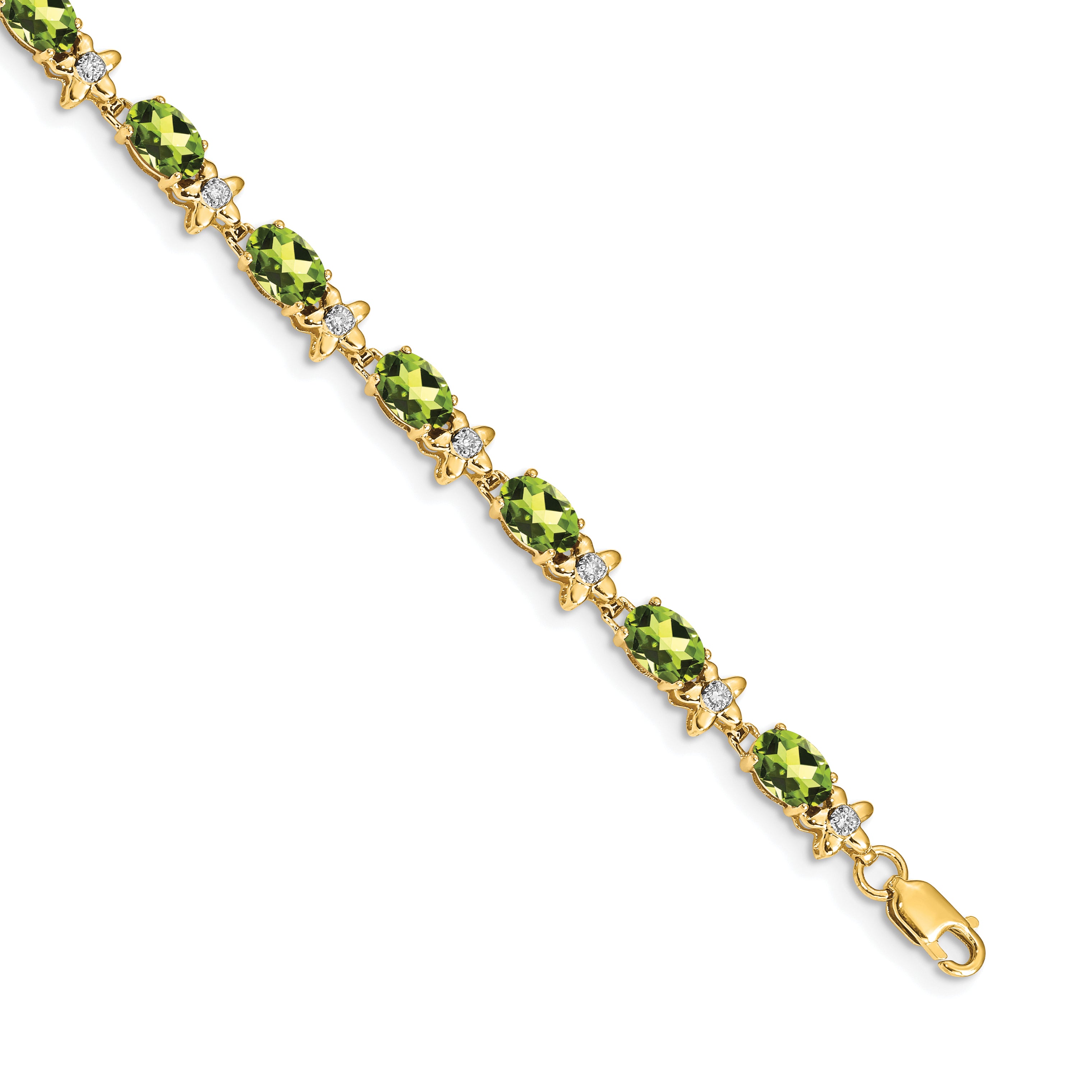 14k Floral Diamond and Peridot Bracelet Main image