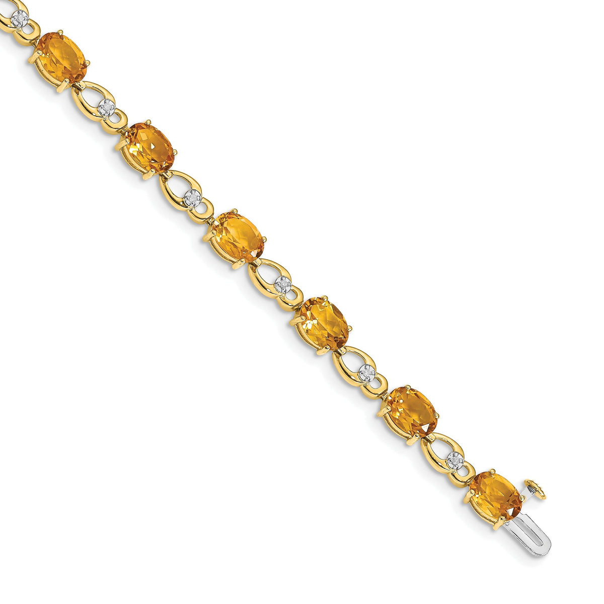 Citrine & Diamond Bracelet in 14K Yellow Gold, 5mm (0.05 ct. tw.), 7 Inch - Sophia Jewelers Main image