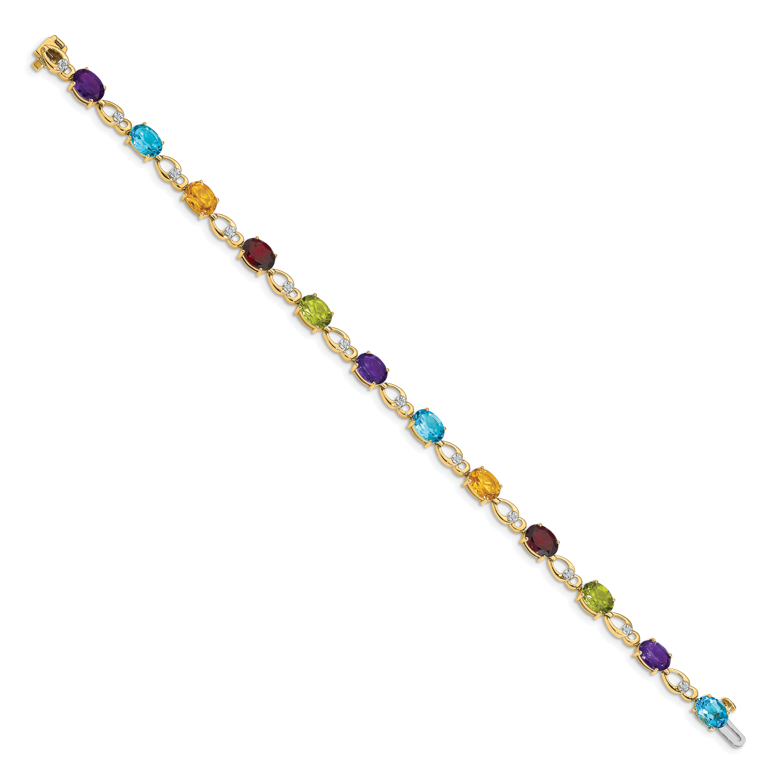 14k Rainbow Gemstone and Diamond Bracelet Secondary image