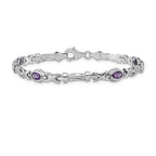 14k White Gold Amethyst Bracelet