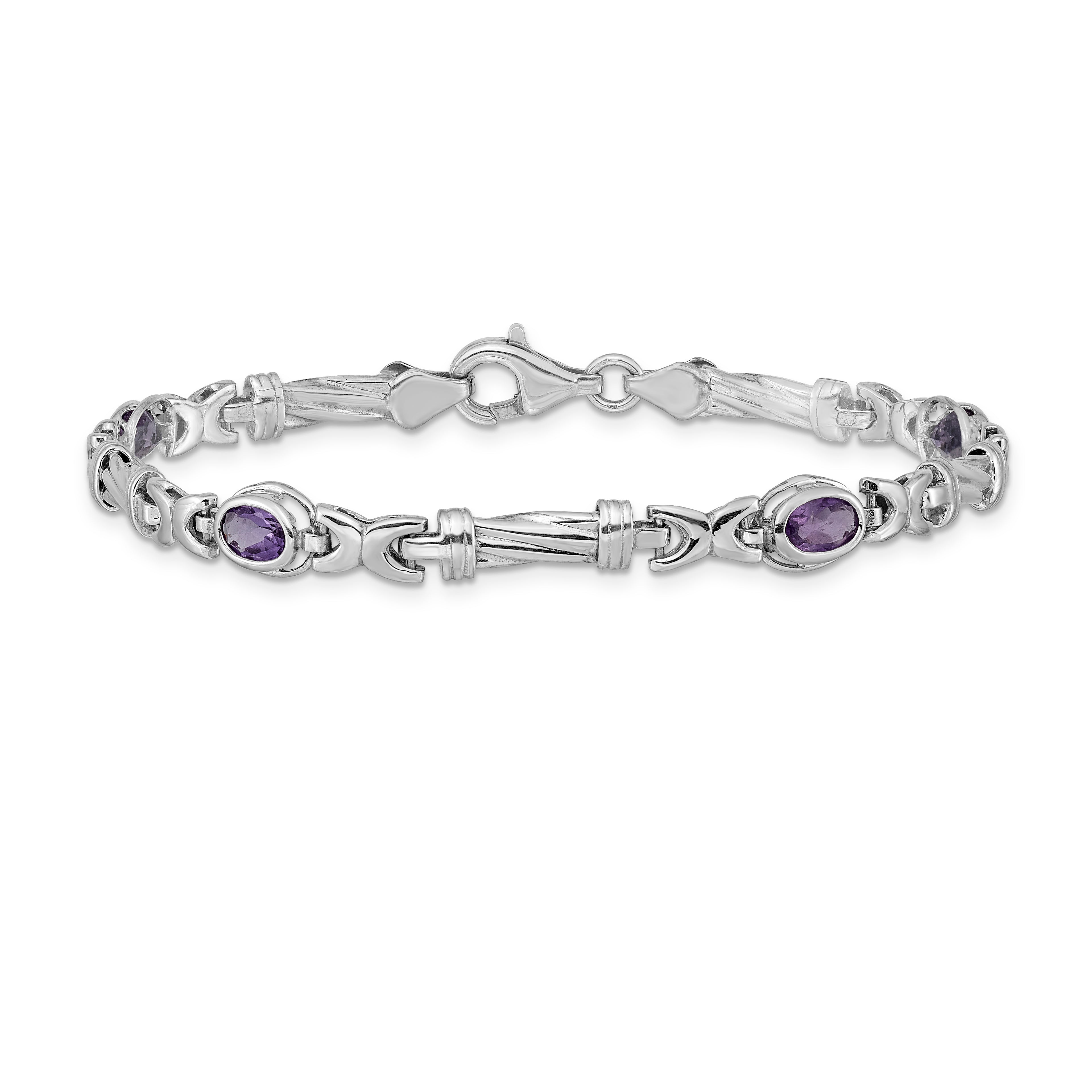 14k White Gold Amethyst Bracelet