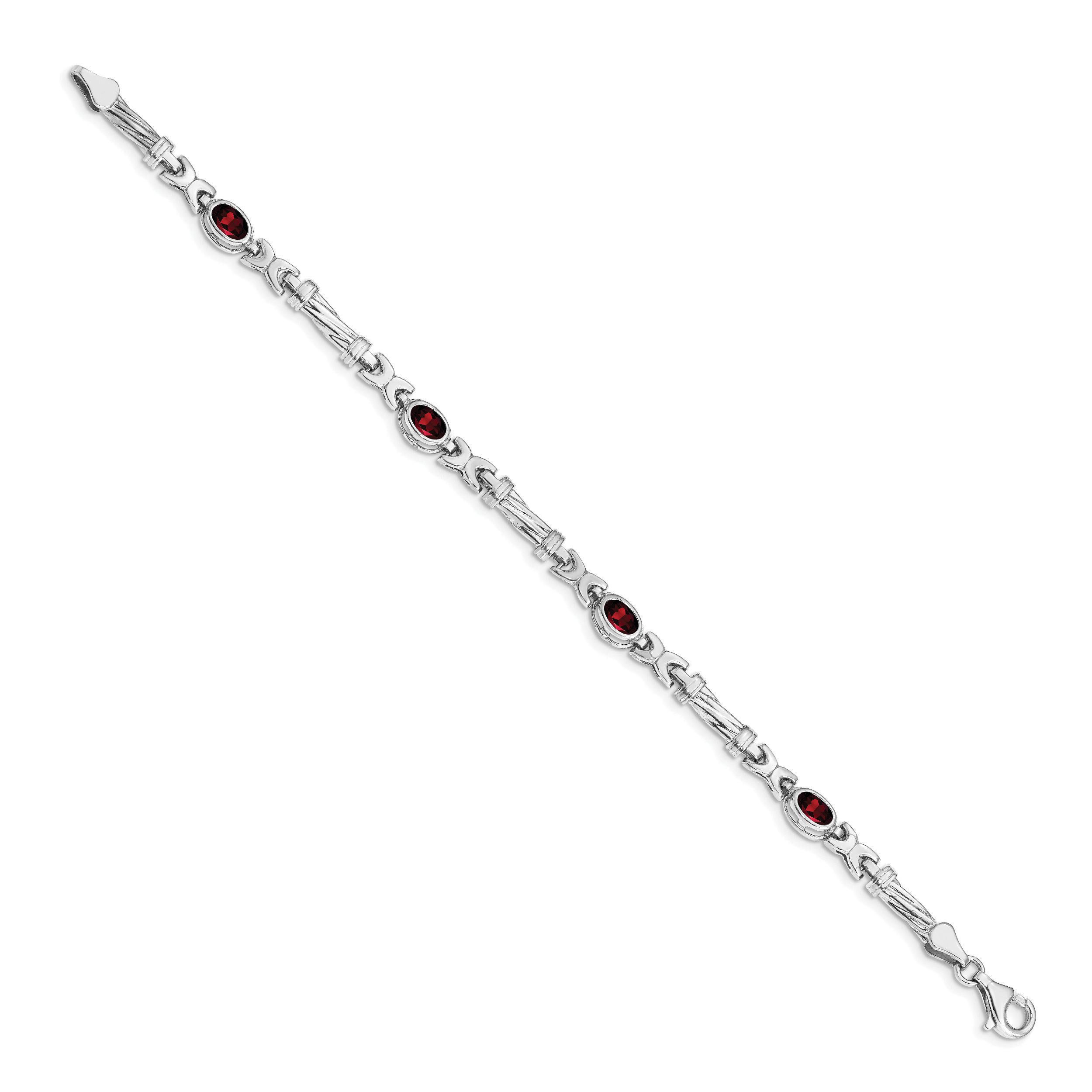 14k White Gold Garnet Bracelet