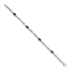 14k White Gold Garnet Bracelet