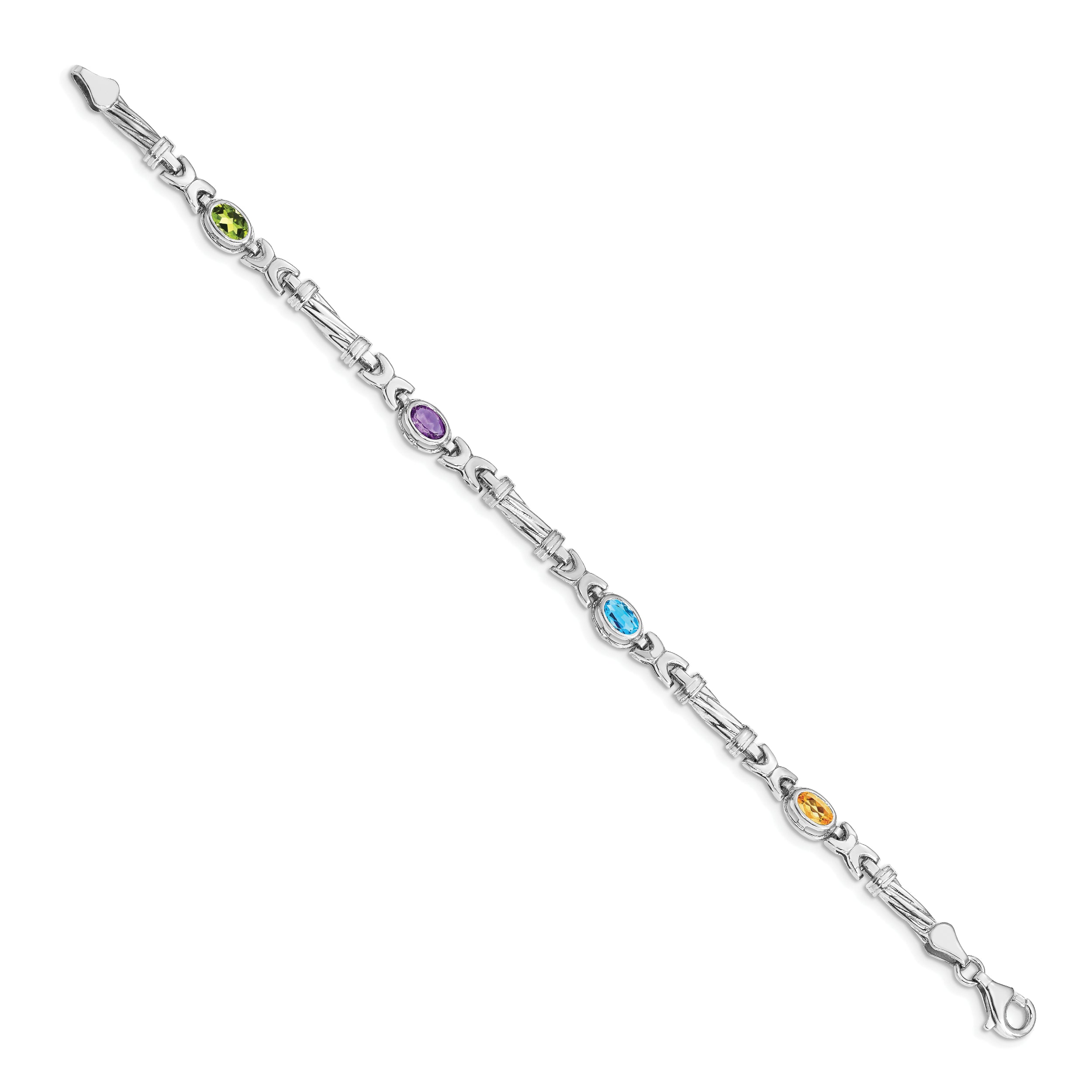 14k White Gold Rainbow Gemstone Bracelet