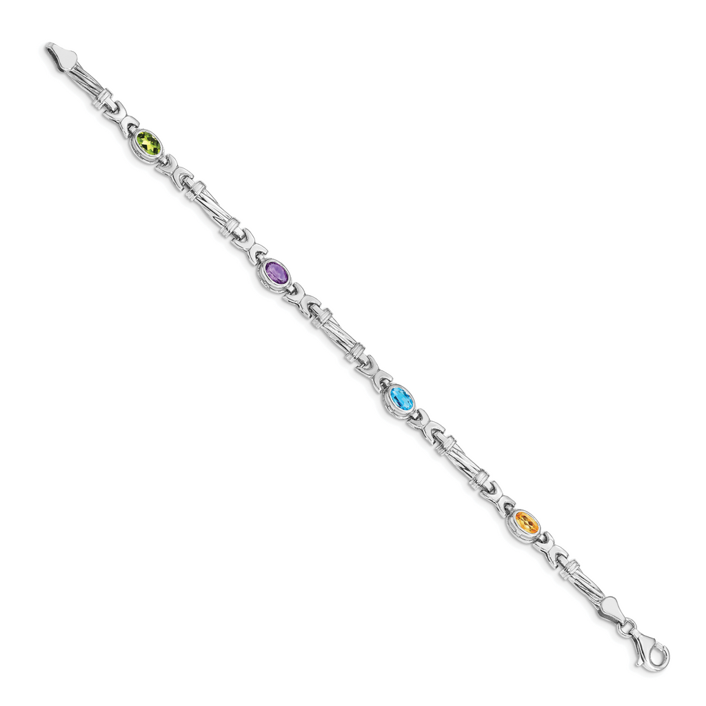 14k White Gold Rainbow Gemstone Bracelet
