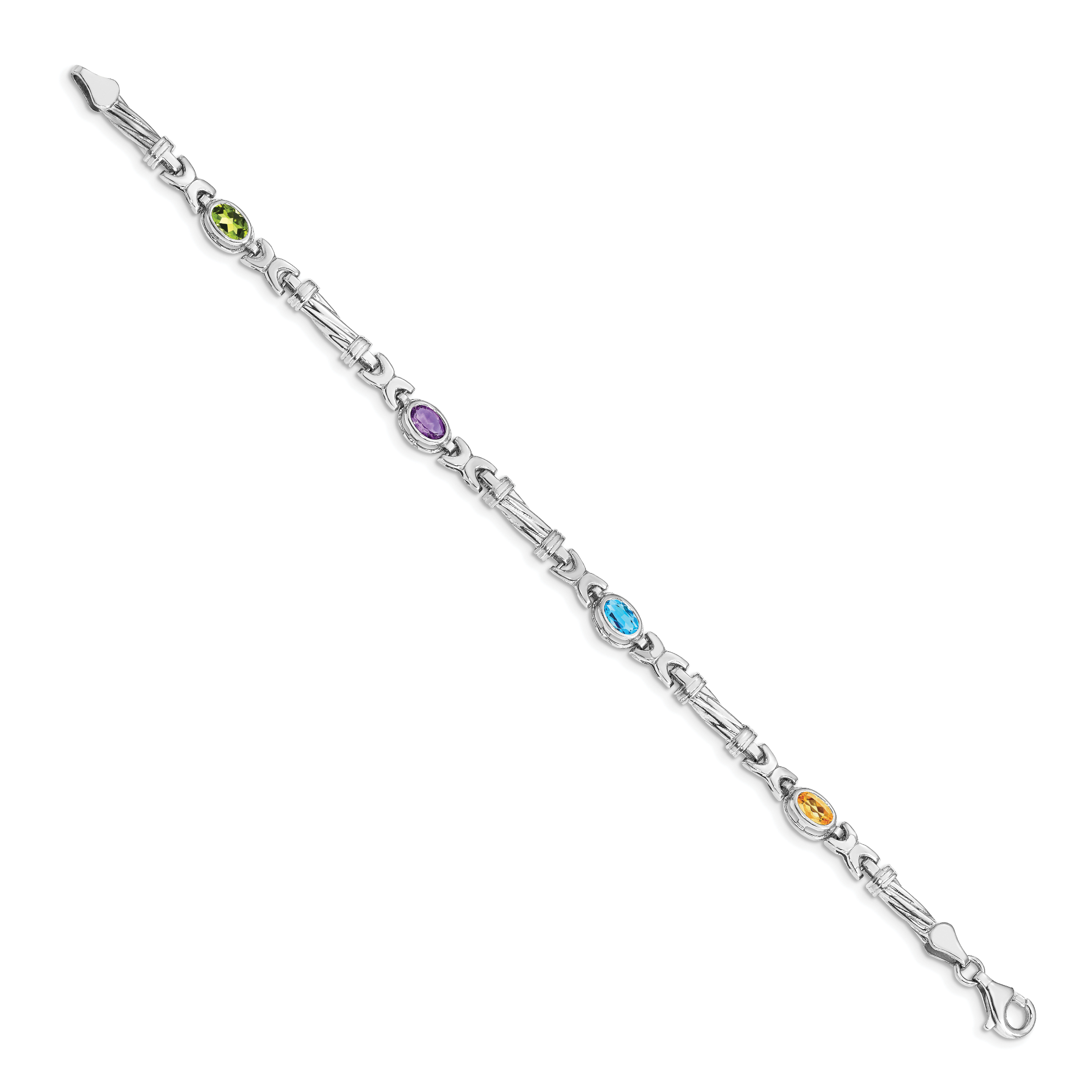 14k White Gold Rainbow Gemstone Bracelet