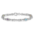 14k White Gold Rainbow Gemstone Bracelet