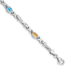 14k White Gold Rainbow Gemstone Bracelet