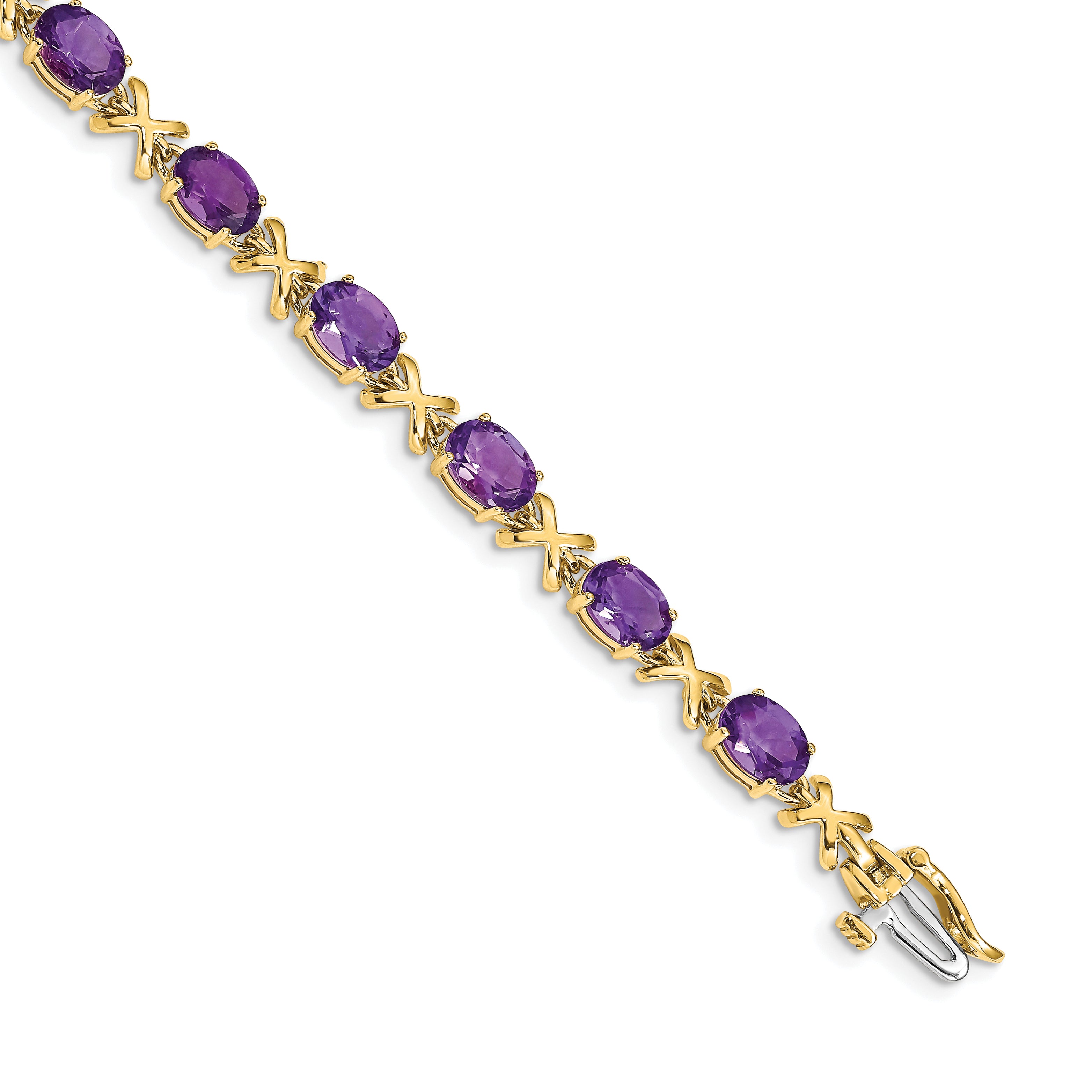 14k 7x5mm Oval Amethyst Bracelet Main image