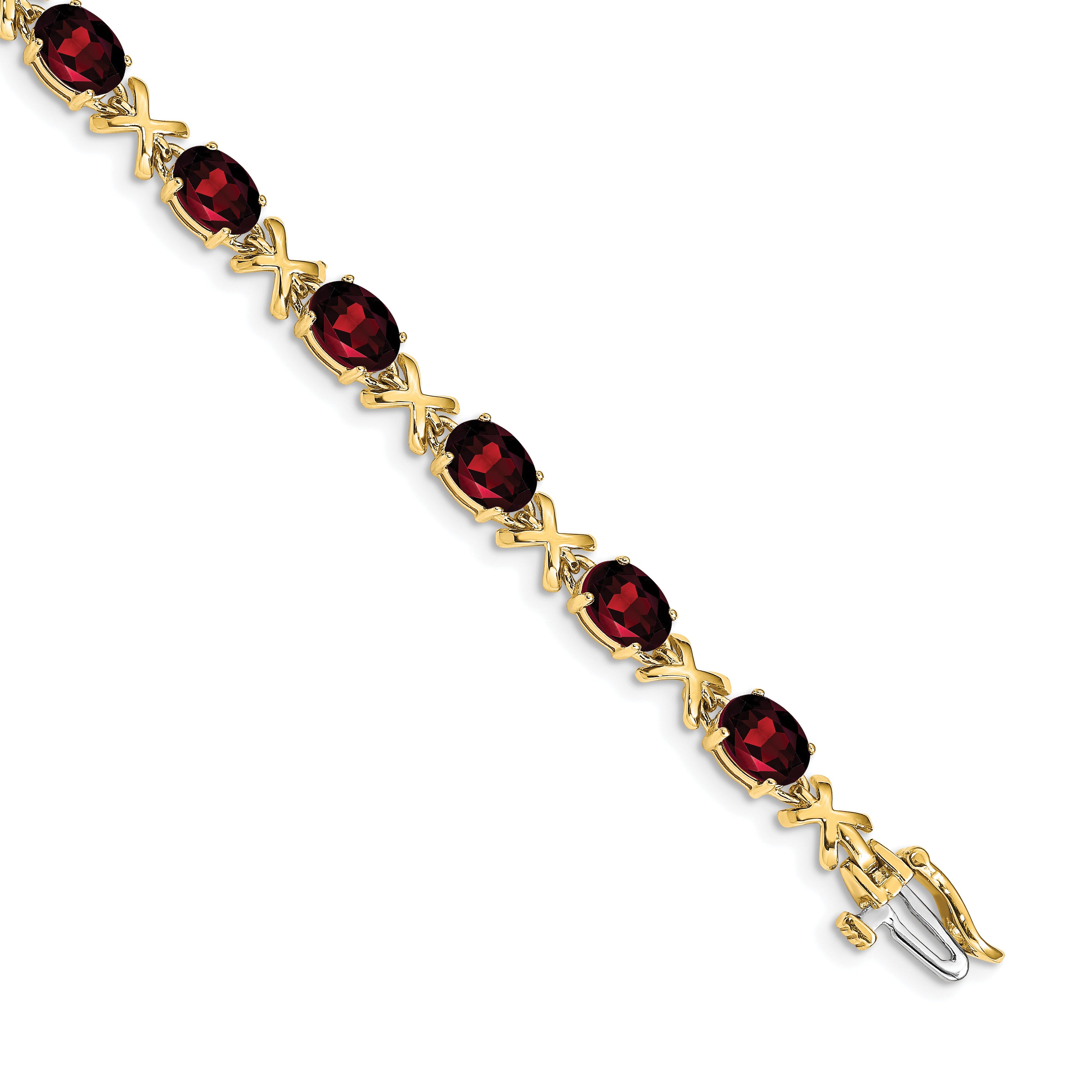 14k 7x5mm Oval Garnet Bracelet Main image