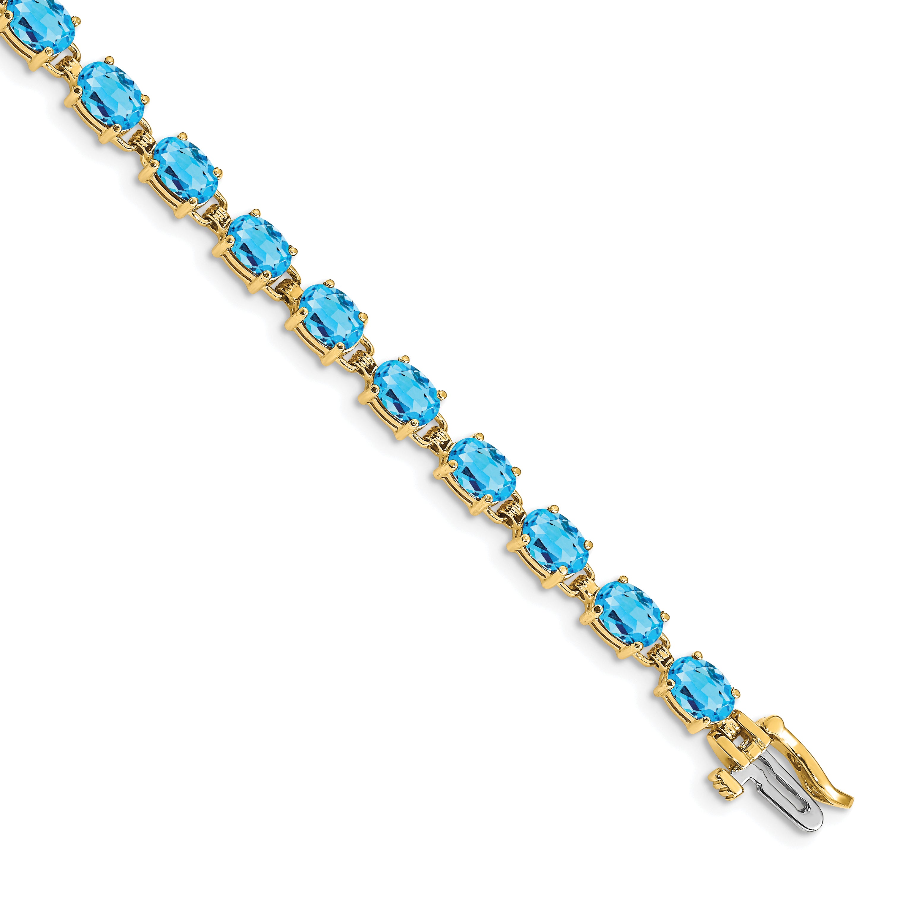 14k 6x4mm Oval Blue Bracelet Main image
