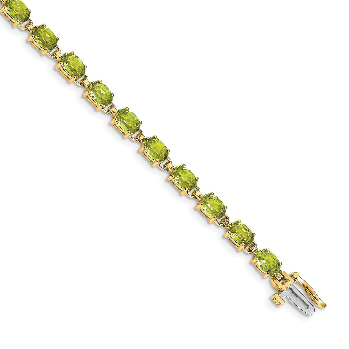 Oval Peridot Bracelet in 14K Yellow Gold, 4.5mm, 7 Inch - Sophia Jewelers Main image