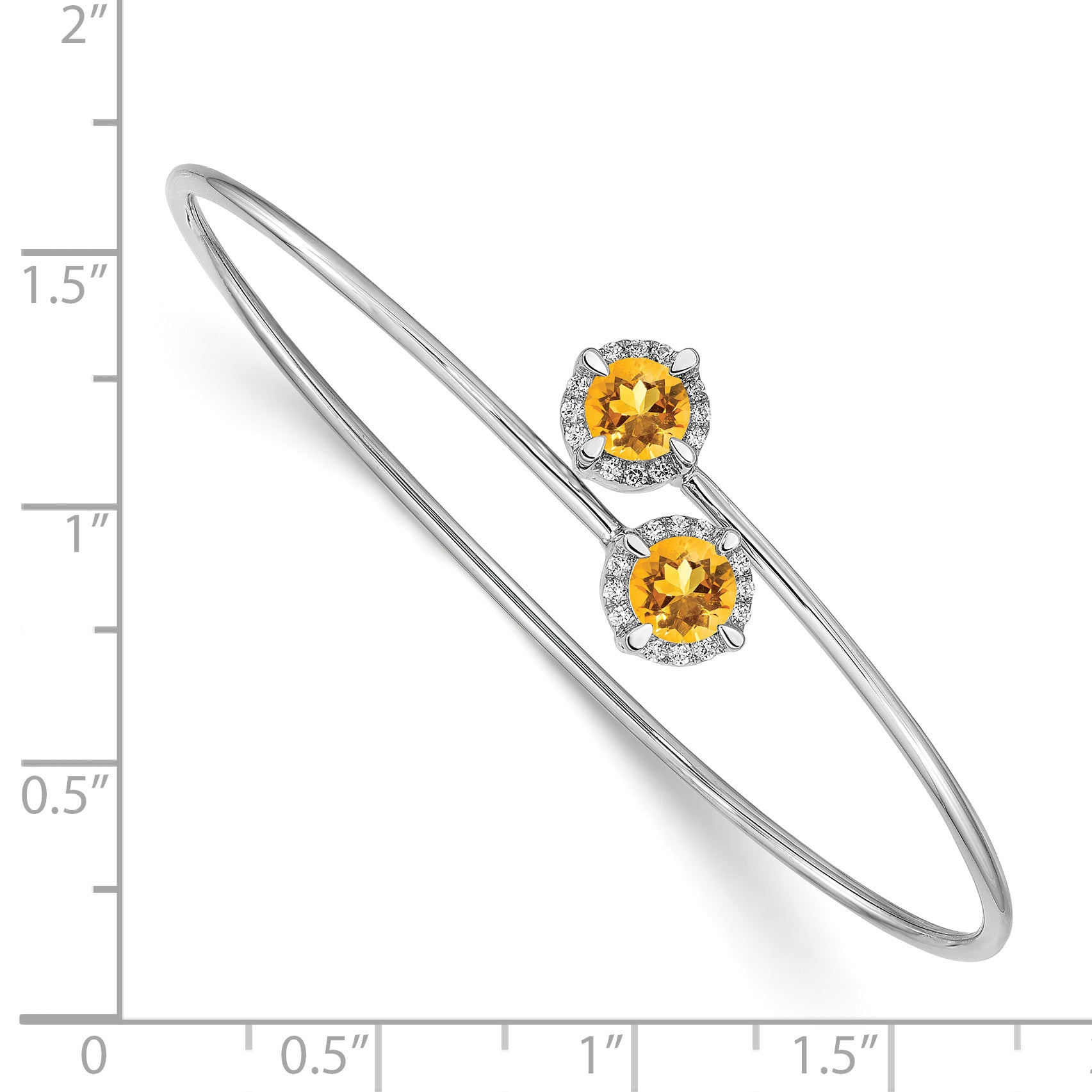 14k White Gold Citrine and Diamond Flexible Bangle Secondary image