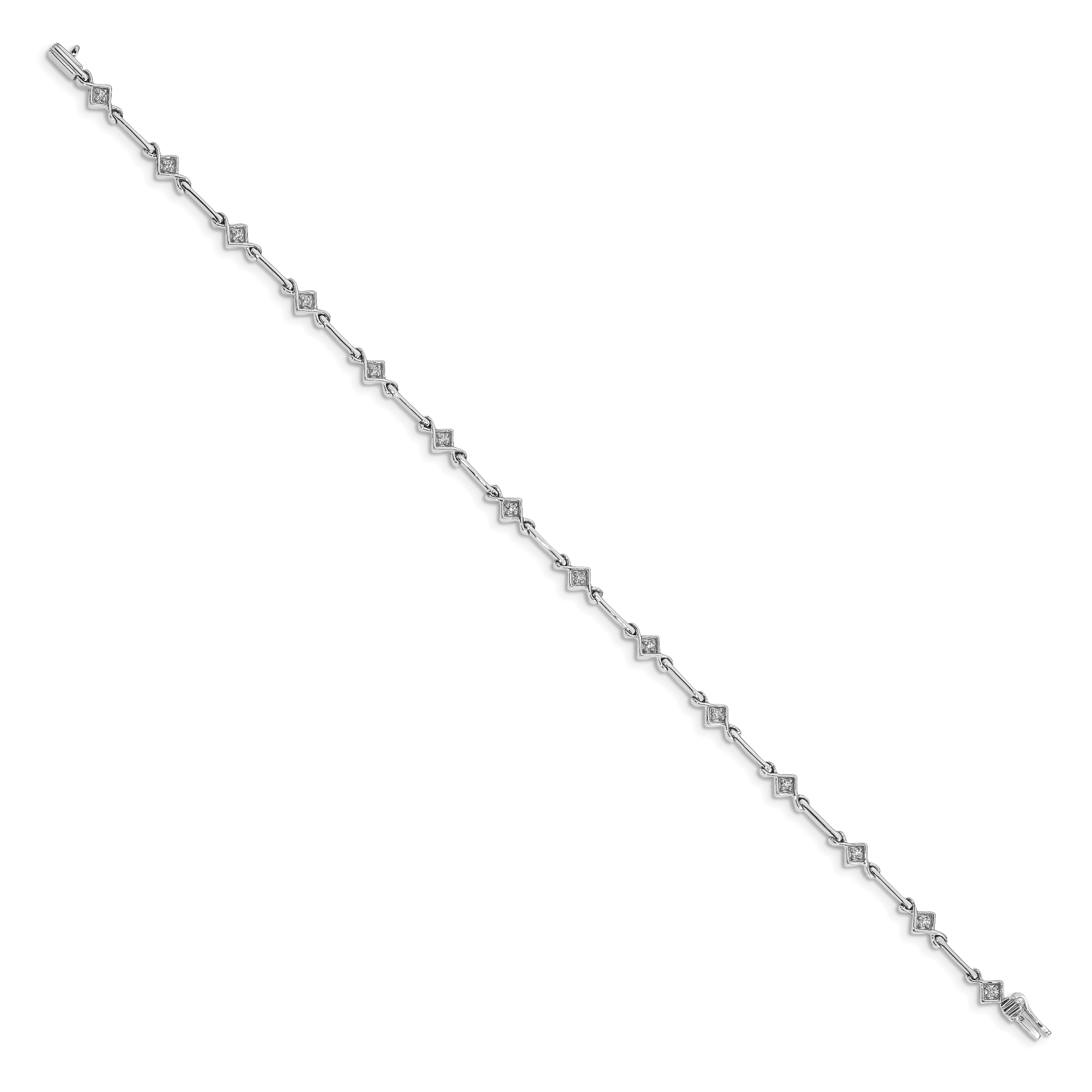 14k White Gold Diamond 7.5in Link Bracelet Secondary image