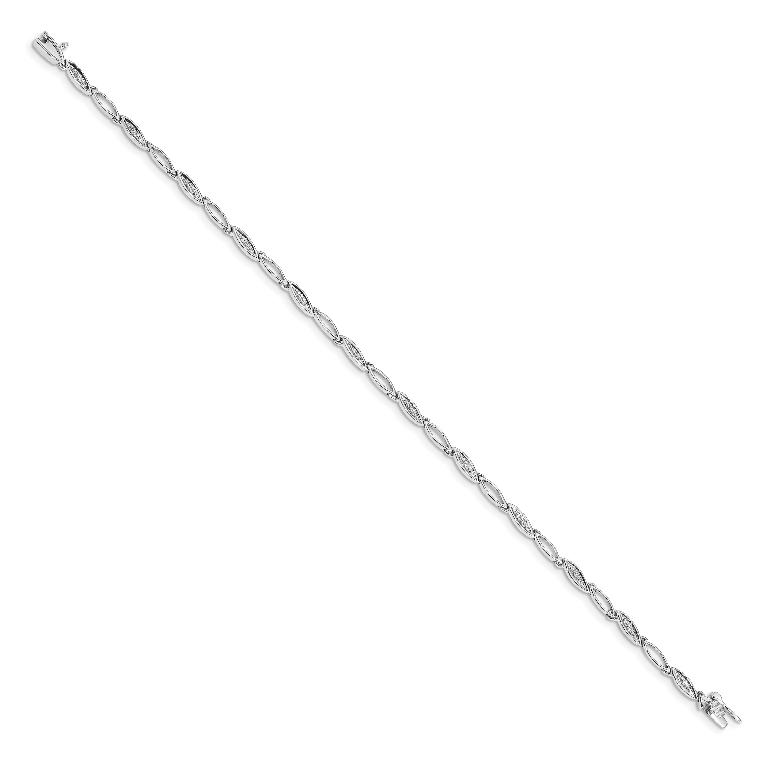 14k White Gold Diamond 7.5in Oval Link Bracelet