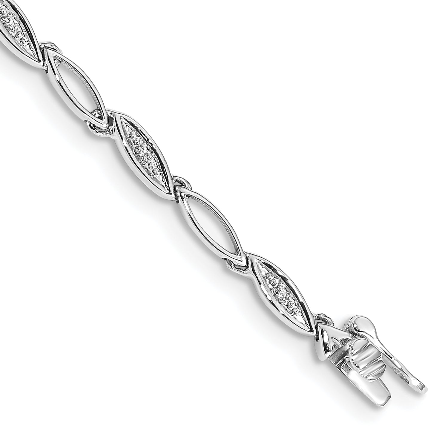 14k White Gold Diamond 7.5in Oval Link Bracelet Main image