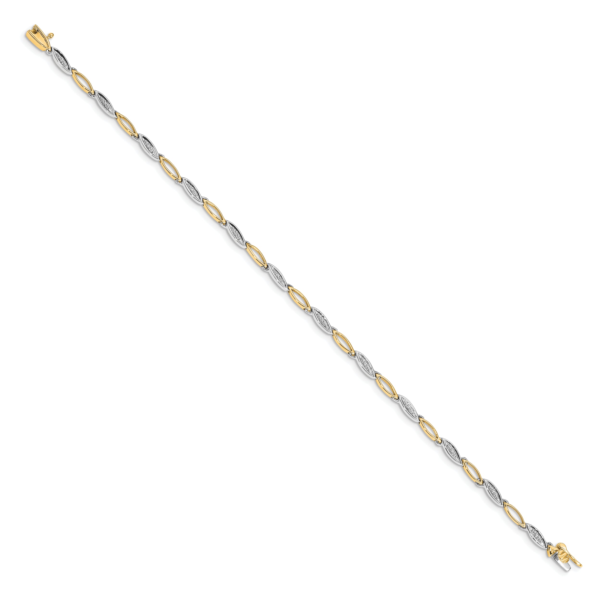 14k Two-tone Diamond 7.5in Link Bracelet