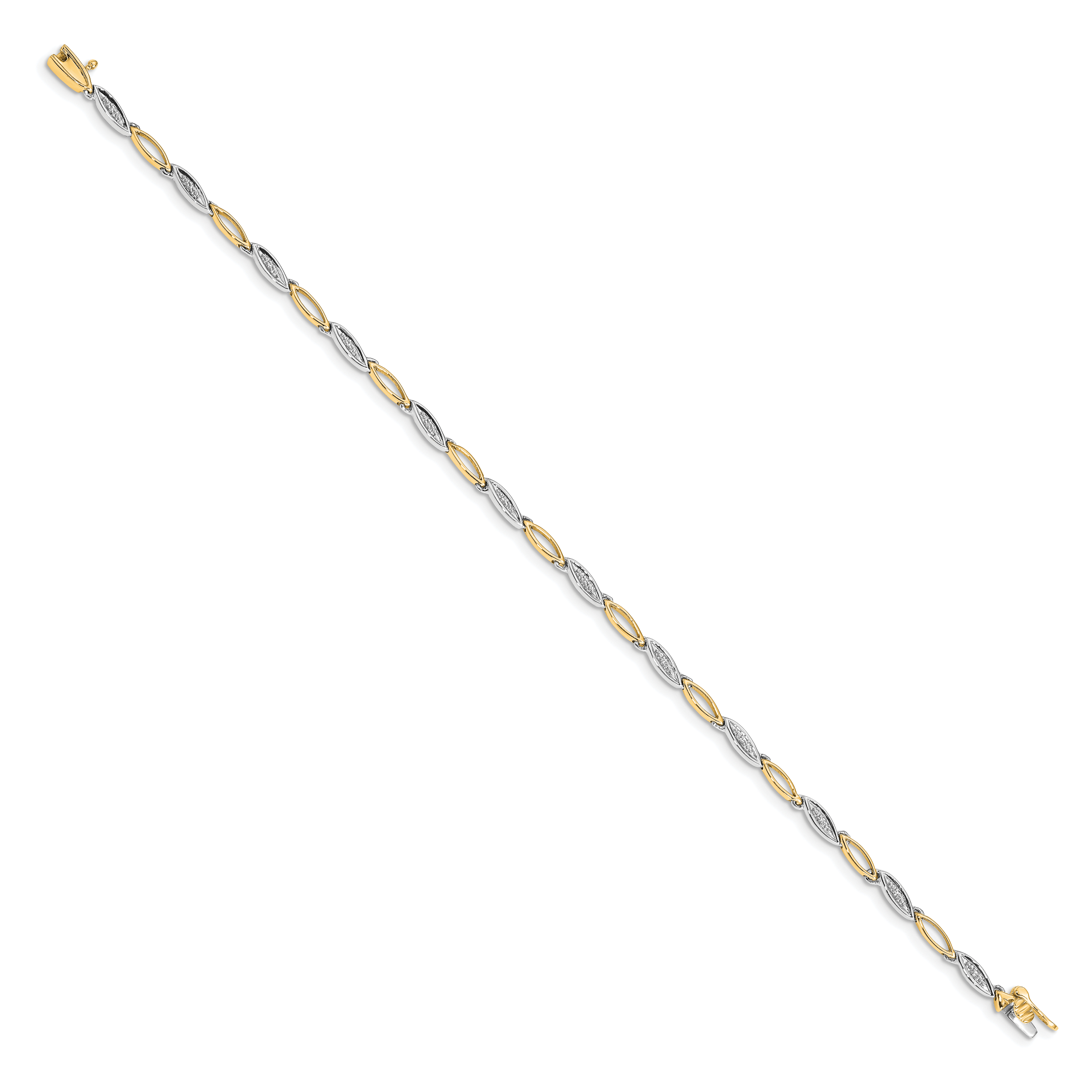 14k Two-tone Diamond 7.5in Link Bracelet Secondary image