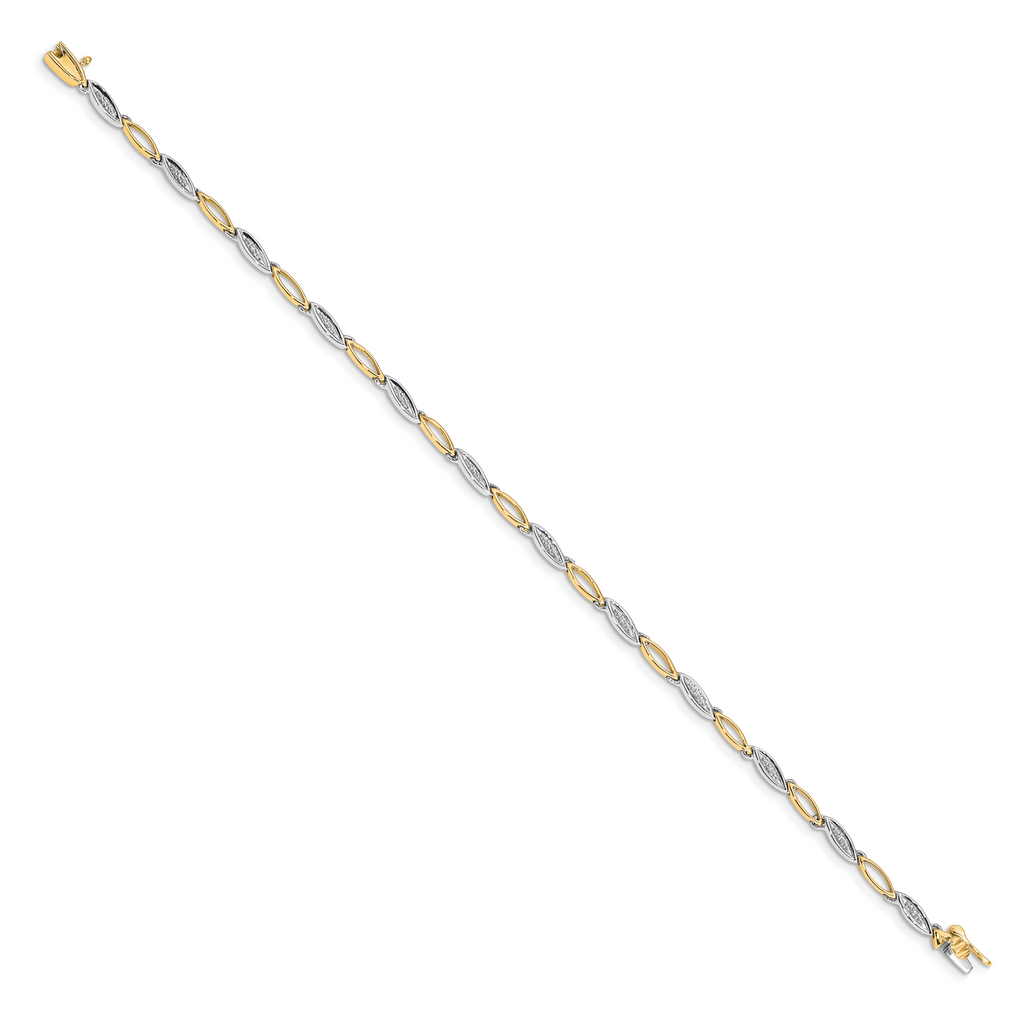 14k Two-tone Diamond 7.5in Link Bracelet