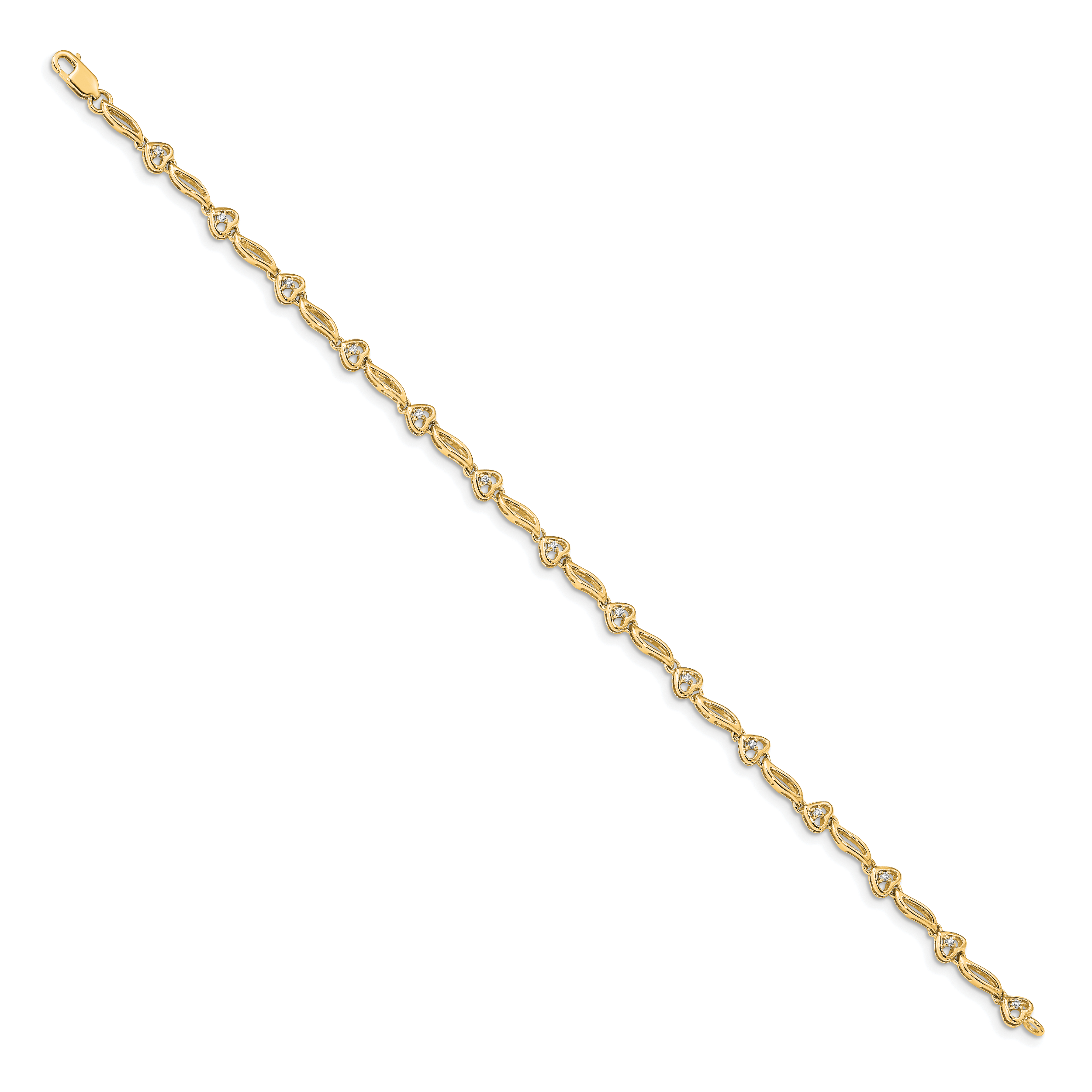 14k Yellow Gold Diamond Hearts Tennis Bracelet Secondary image