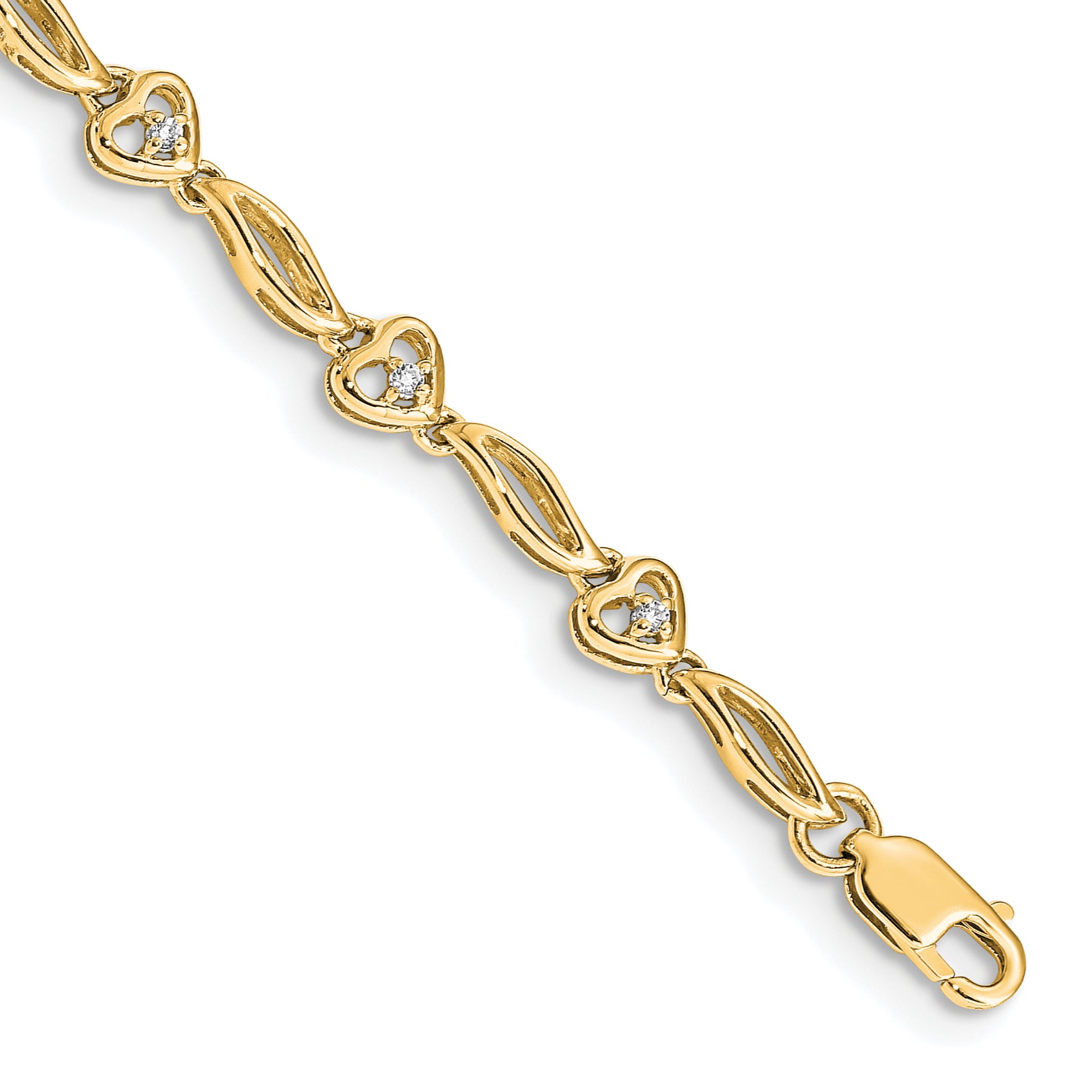 14k Yellow Gold Diamond Hearts Tennis Bracelet Main image