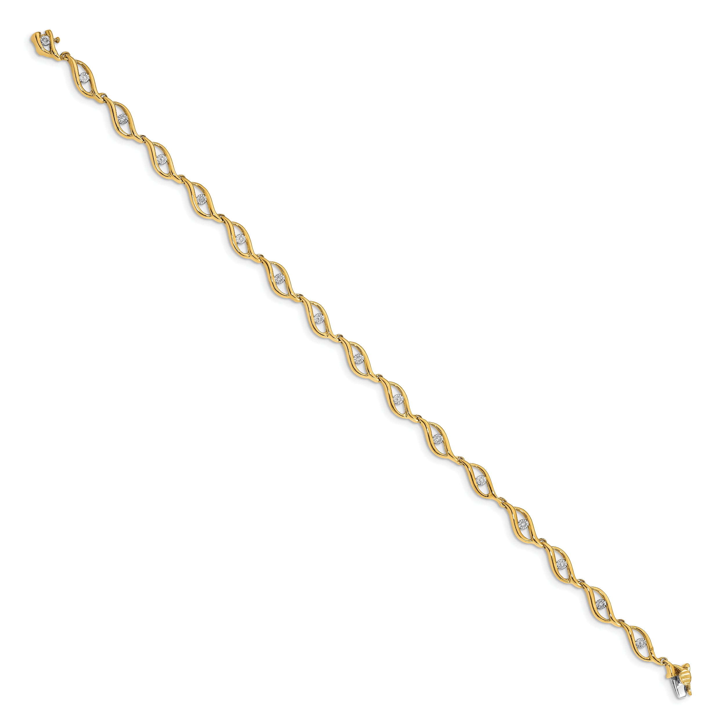 14k Gold Diamond 7.5in Link Bracelet