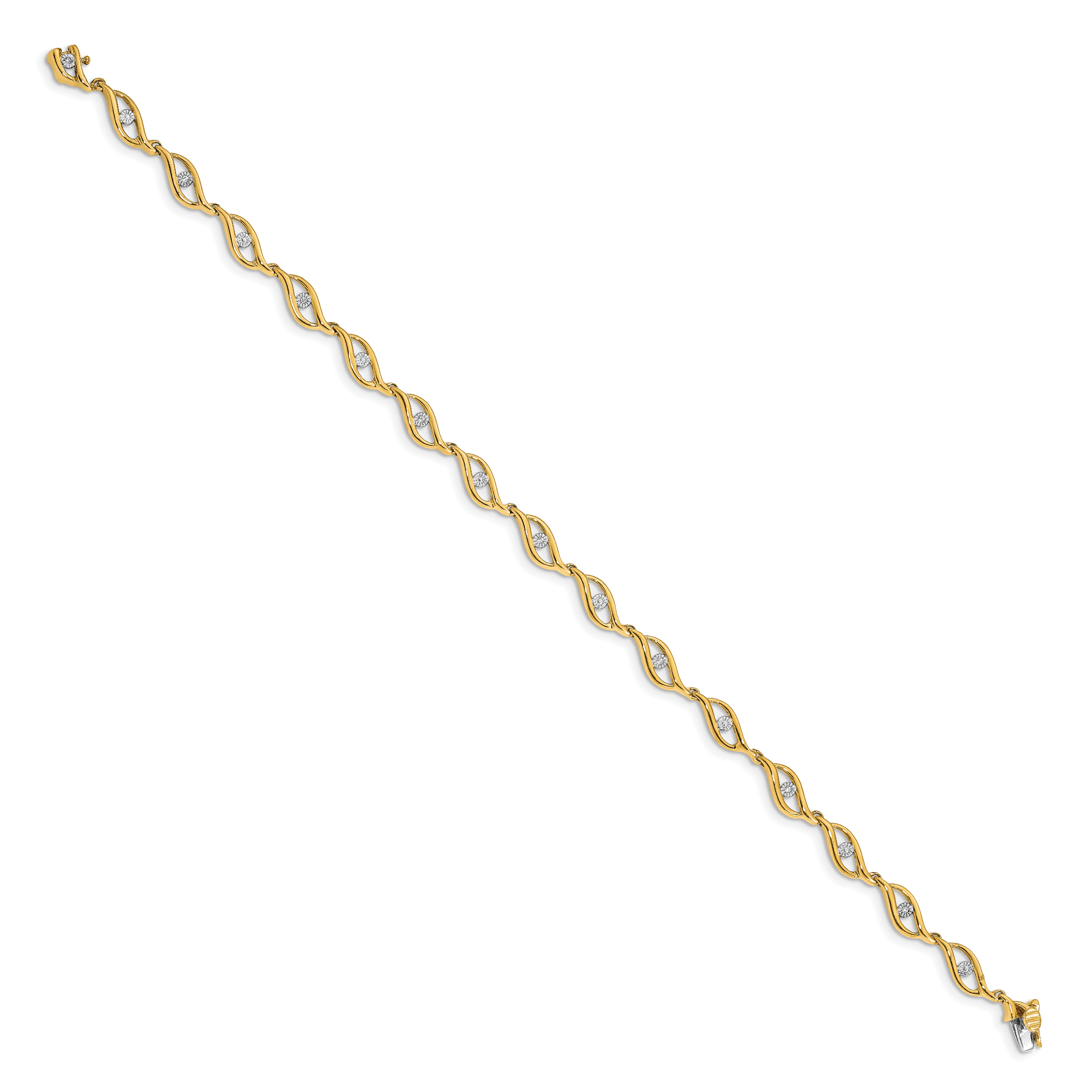 14k Gold Diamond 7.5in Link Bracelet Secondary image