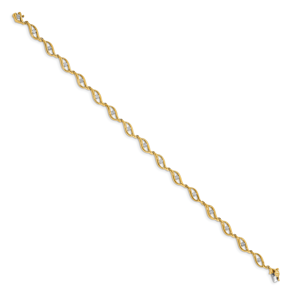 14k Gold Diamond 7.5in Link Bracelet