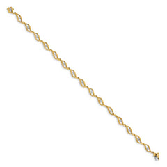 14k Gold Diamond 7.5in Link Bracelet