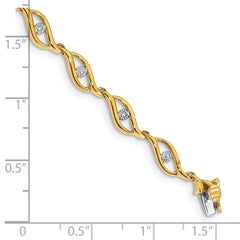14k Gold Diamond 7.5in Link Bracelet