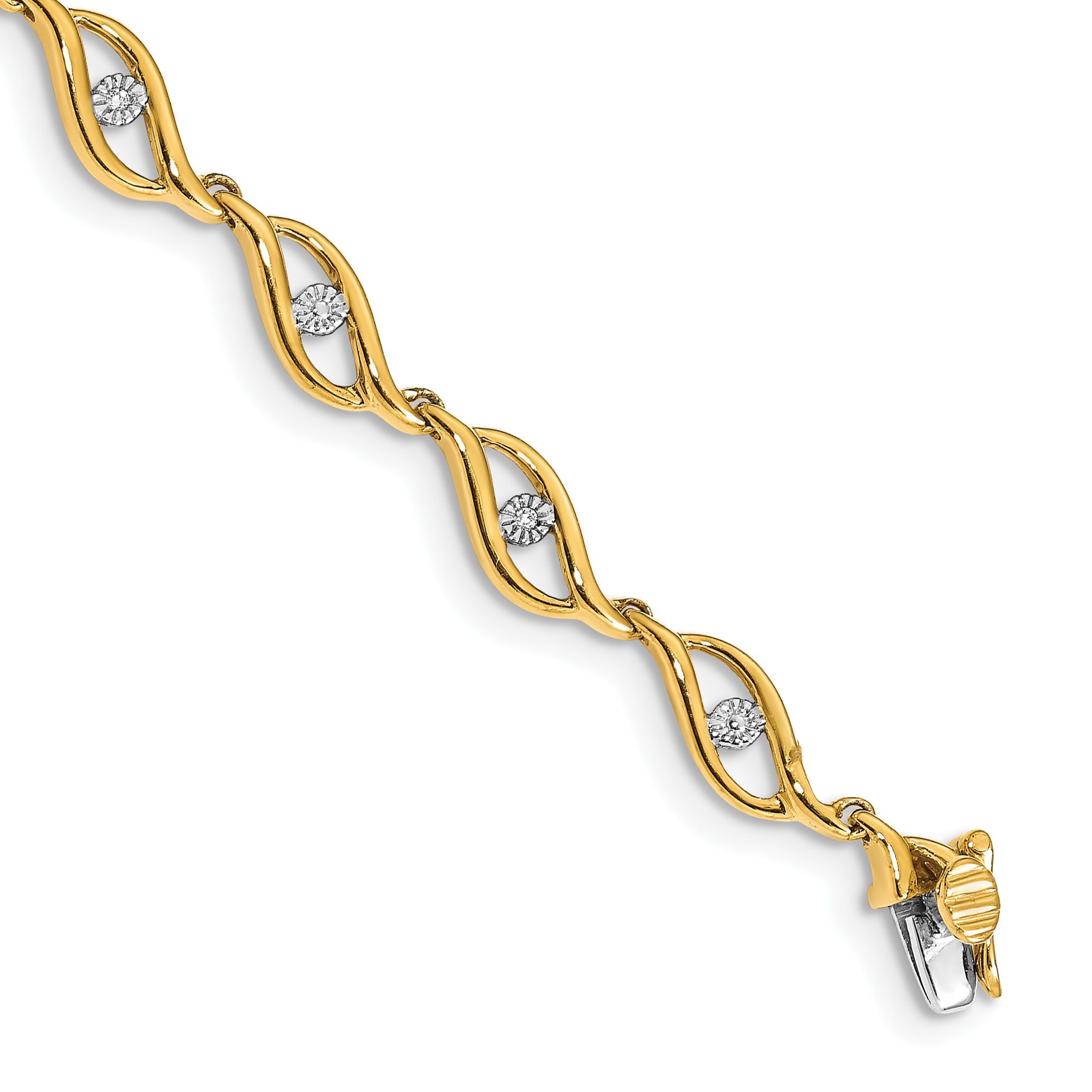 14k Gold Diamond 7.5in Link Bracelet Main image