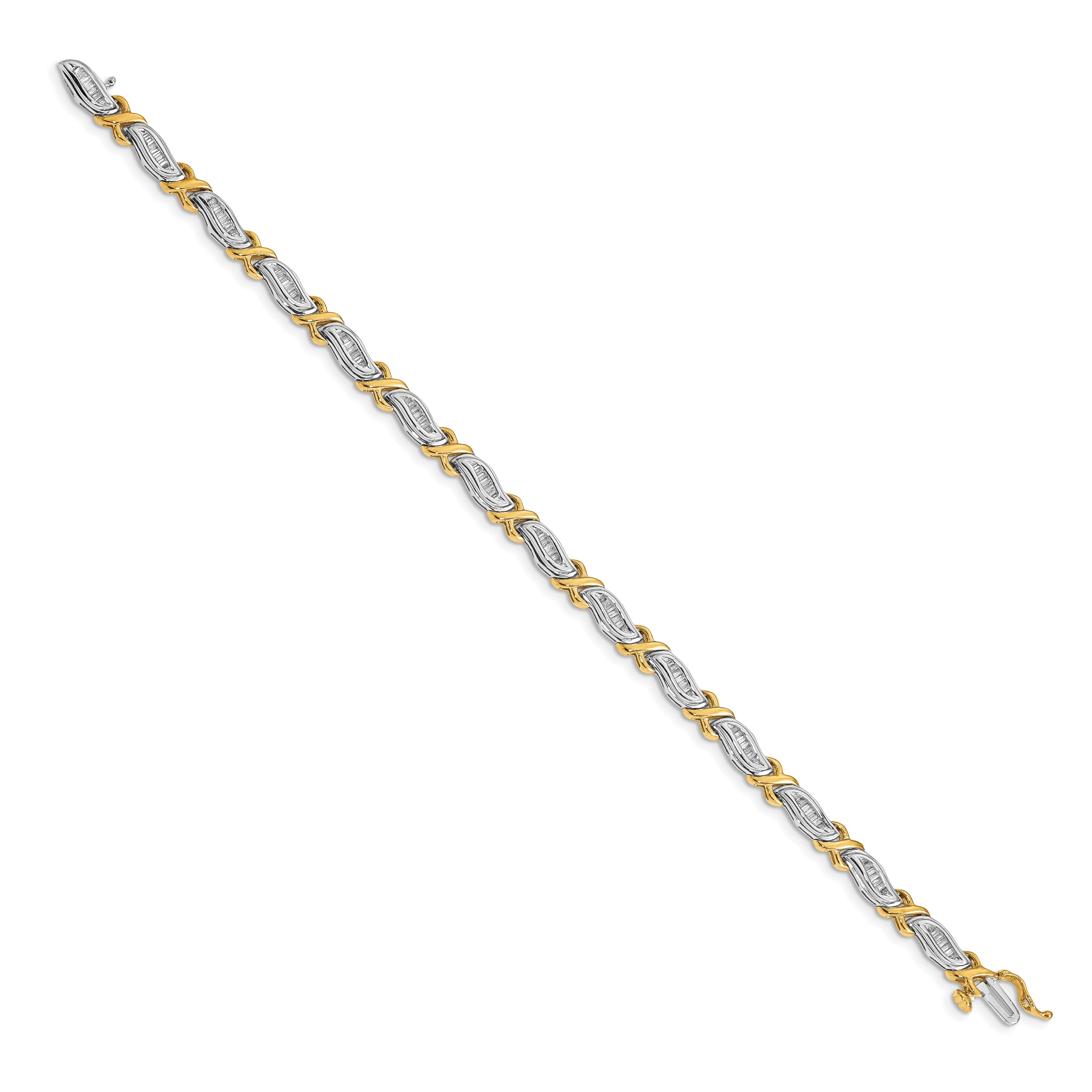 14k Two-Tone 1ct. Baguette Diamond Bracelet
