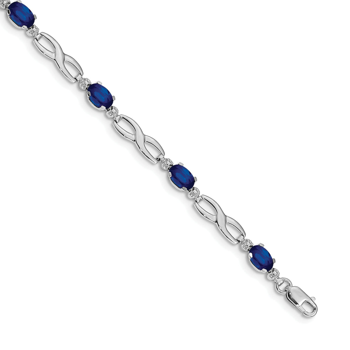 Infinity Diamond & Sapphire Bracelet in 14K White Gold (0.01 ct. tw.), 7 Inch - Sophia Jewelers Main image