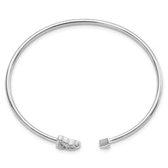 14K White Gold Lab Grown Diamond Celtic Knot Cuff Bangle