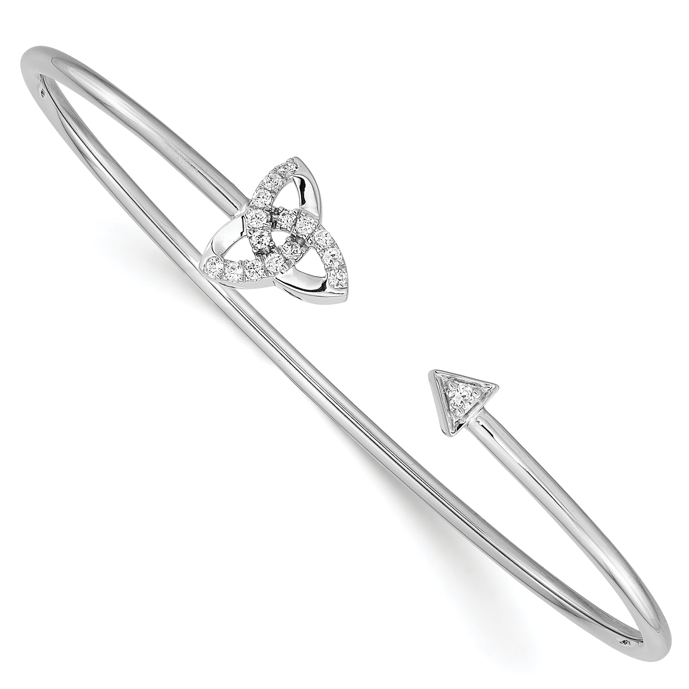 14K White Gold Lab Grown Diamond Celtic Knot Cuff Bangle