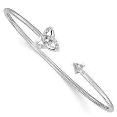 14K White Gold Lab Grown Diamond Celtic Knot Cuff Bangle