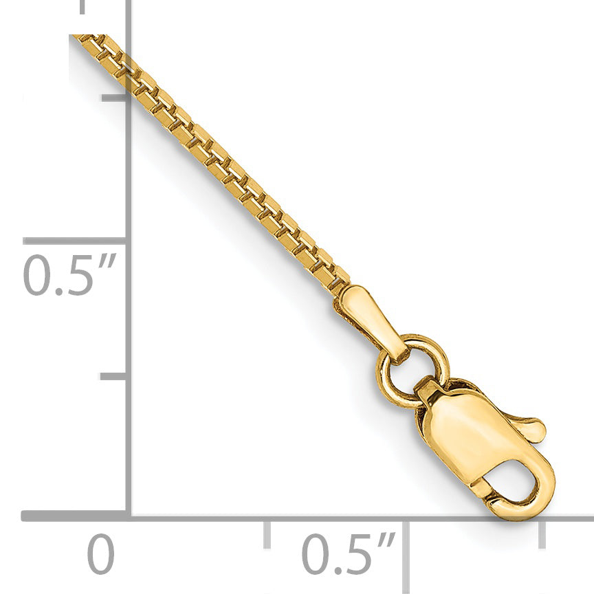 14K 7 inch 1mm Box with Lobster Clasp Bracelet Secondary image