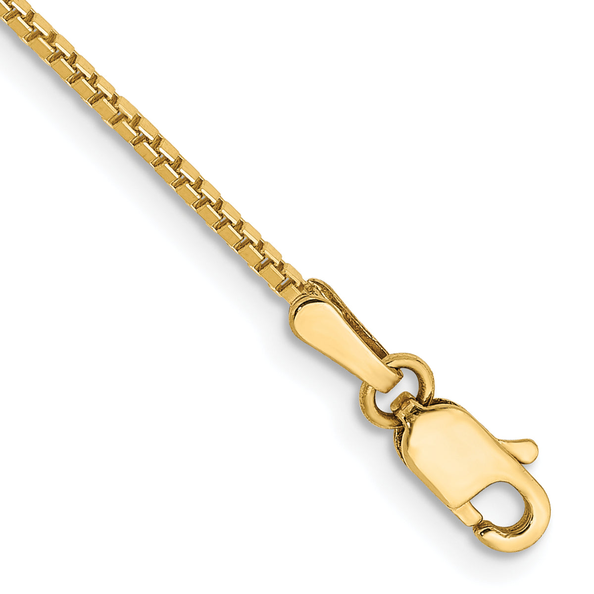 14K 9 inch 1.1mm Box with Lobster Clasp Anklet
