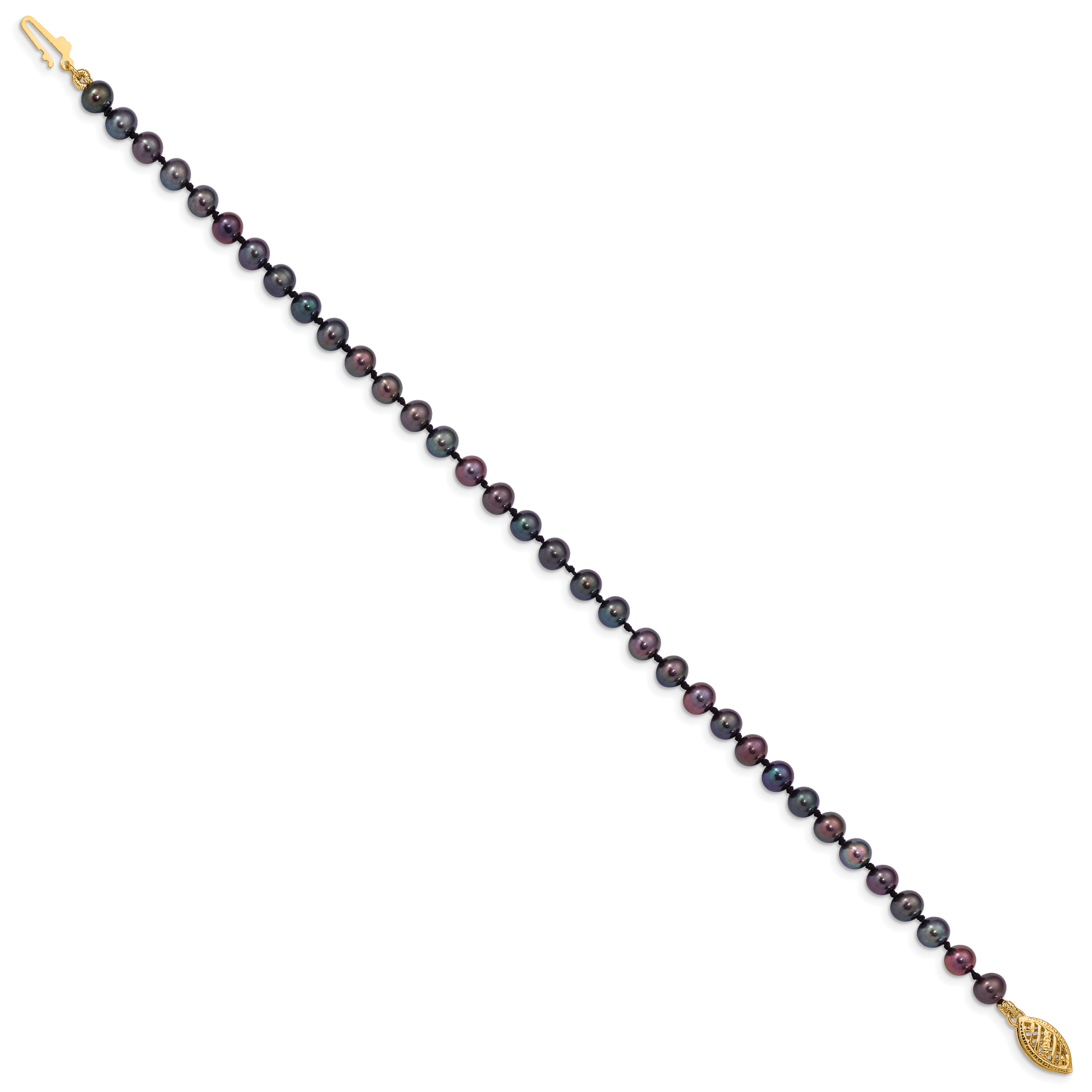 14k 4-5mm Black Near Round Freshwater Cultured Pearl Bracelet Secondary image