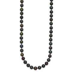 14k 5-6mm Black Near Round Freshwater Cultured Pearl Necklace