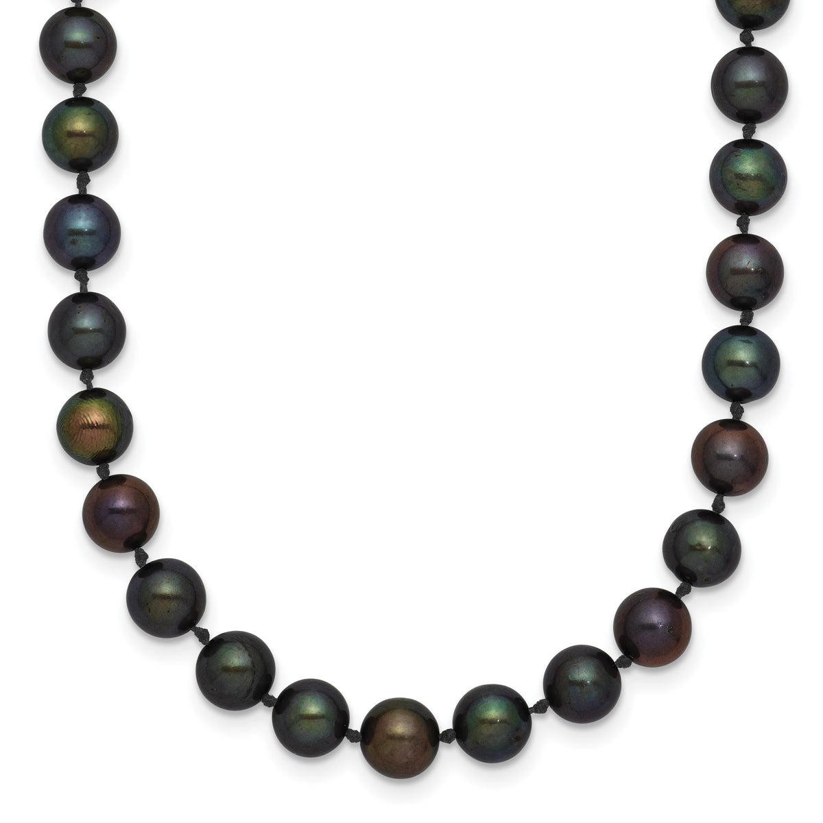 14k 5-6mm Black Near Round Freshwater Cultured Pearl Necklace