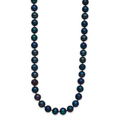 14k 6-7mm Black Near Round Freshwater Cultured Pearl Necklace