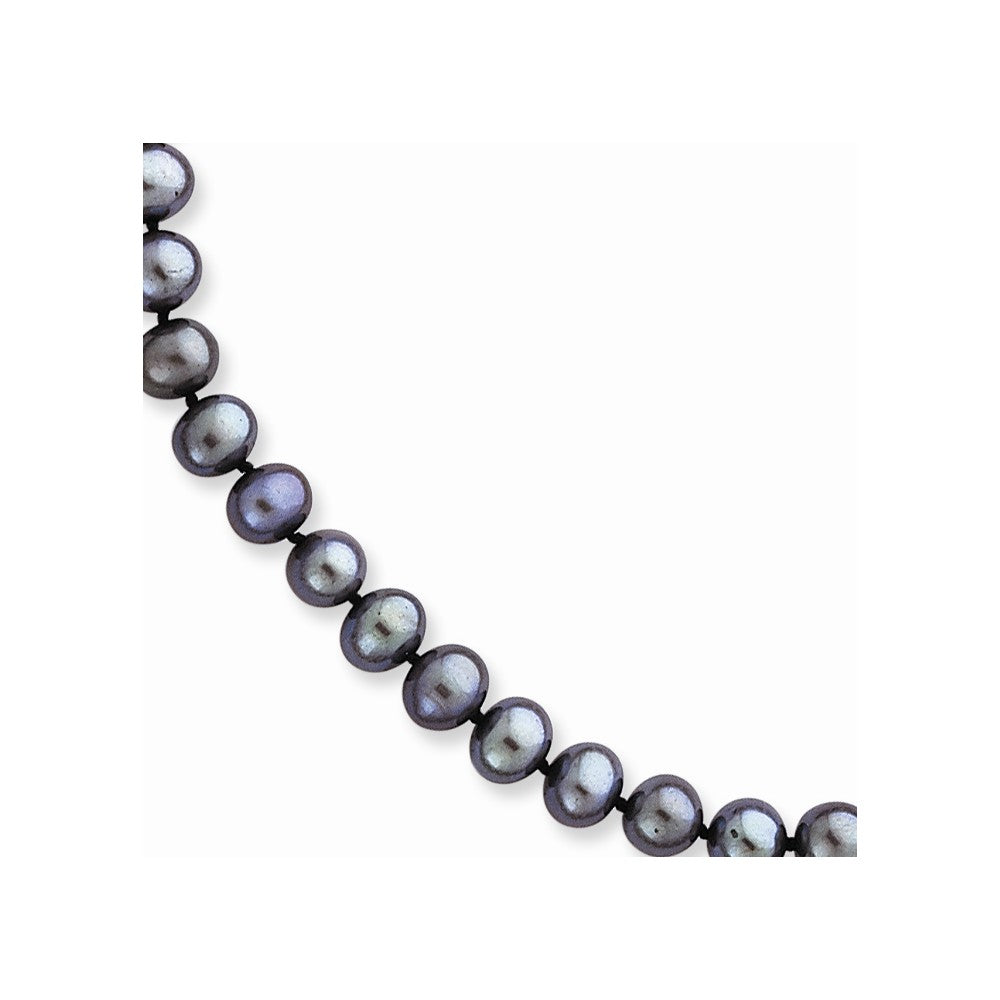 14K 6.5-7mm Black FW Onion Cultured Pearl Necklace