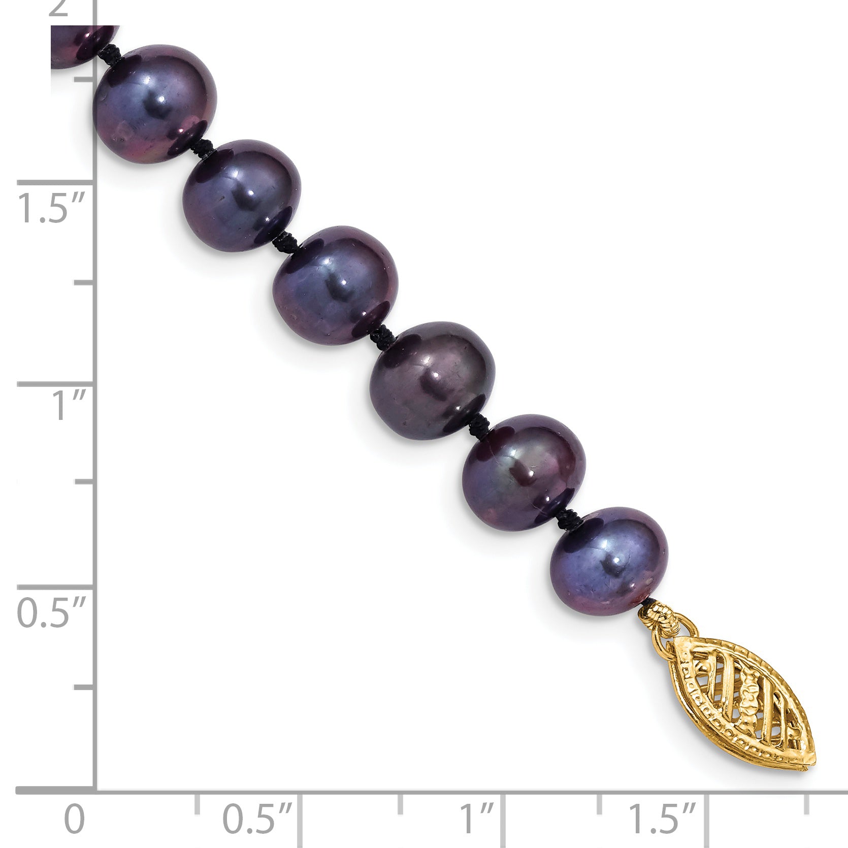 14k 7-8mm Black Near Round Freshwater Cultured Pearl Bracelet